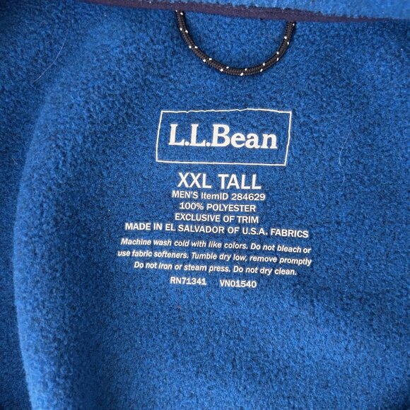 LL Bean Fleece Vest Mens XXL Tall Blue Full Zip Chest Pocket Outdoor Warm - Picture 6 of 8